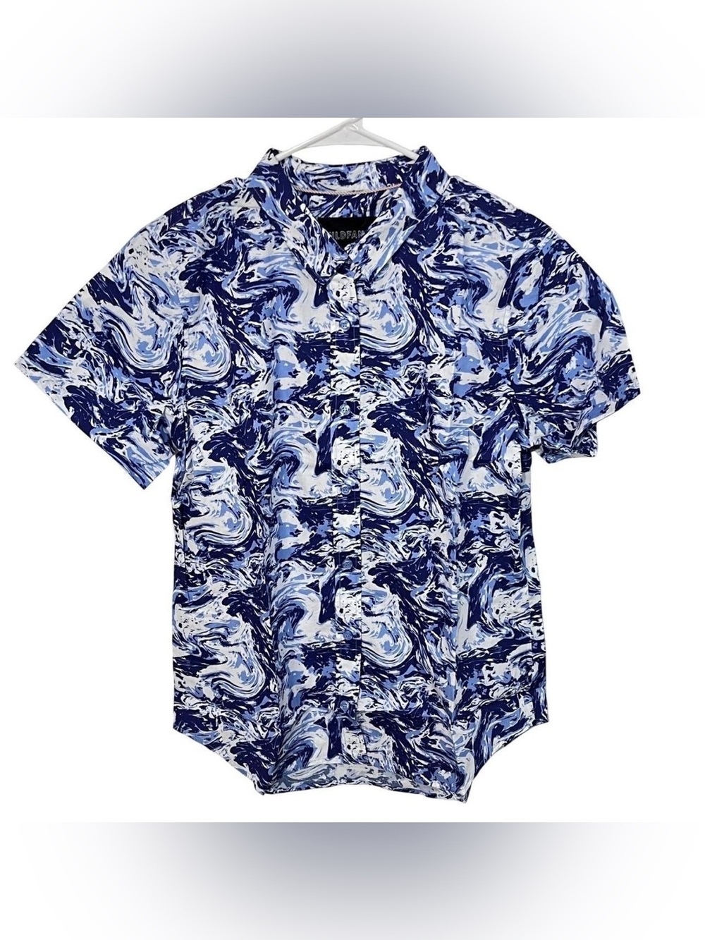 Wild Fang Essential Button Up Blue/White Marble Swirl Size Large